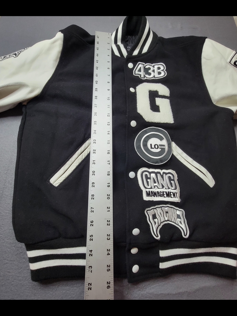 Holloway Black & White Varsity Letterman Jacket with G Patch - Picture 9 of 13